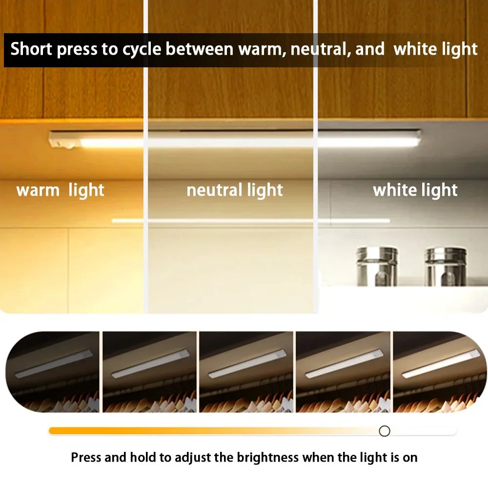 LED-nachtlampje Bewegingssensor Licht Draadloos Type C Oplaadbaar licht Kast Garderobelamp Trapverlichting voor keuken LED