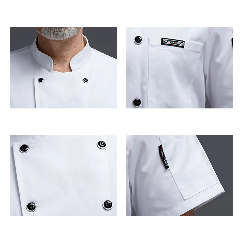 Men's Chef's Jacket High Quality Cooking Shirt Restaurant Kitchen Jackets Hotel Catering Uniform Cafe Bakery Waiter Workwear