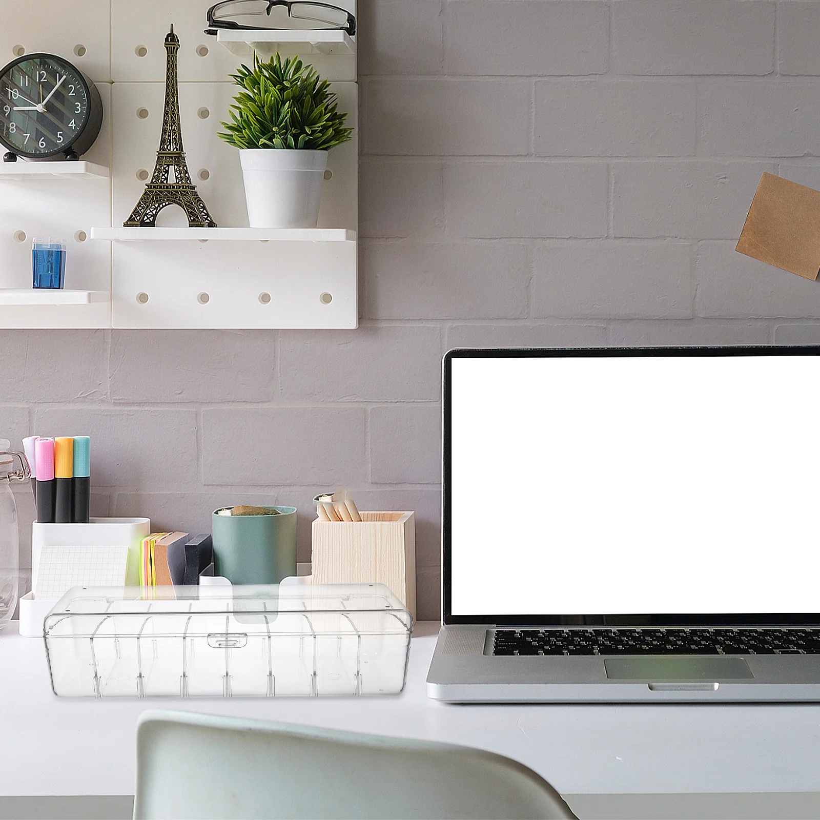 صندوق تخزين كابل البيانات منظم سلك شفاف مع مقسم قابل للفصل لمكتب المنزل والمكتب كابلات USB ملحقات الشحن