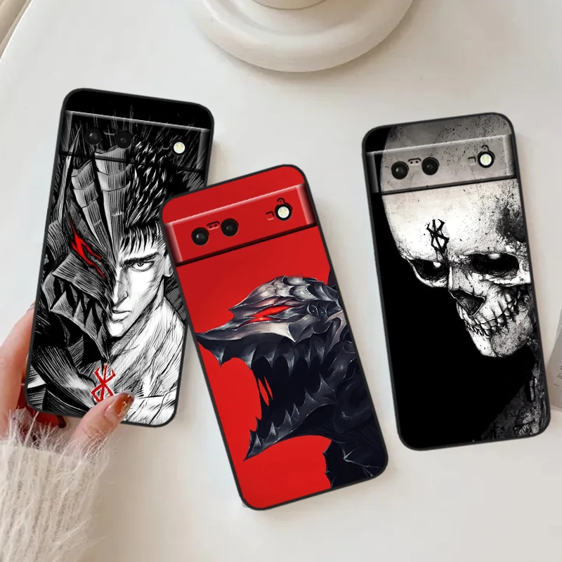 

Anime B-Berserk Passion For Google Pixel 9 8 7A 7 6A 6 5A 5 4 4A XL 5G Black Silicon Shockproof Shell Back Phone Case