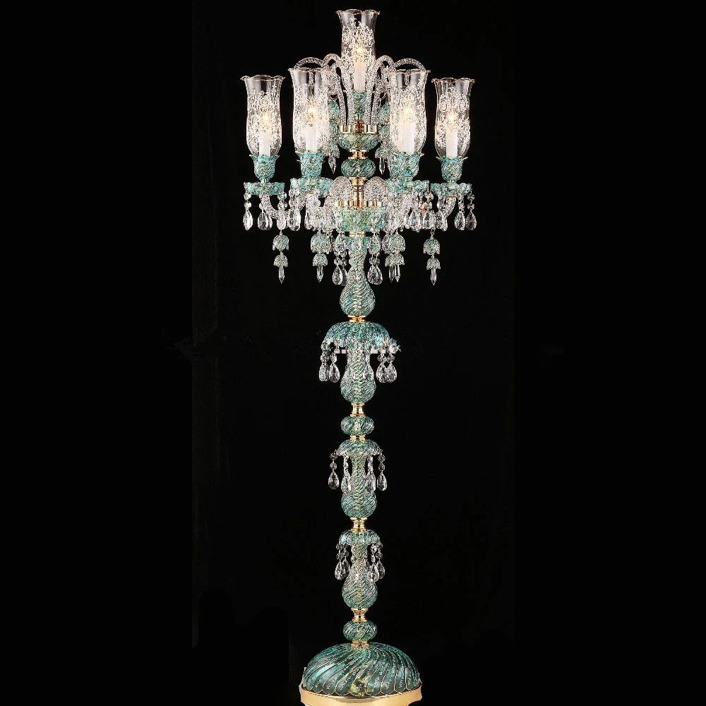 European Luxury Stand Light Indoor Decor Hotel Lobby Villa Hall High End Direct Factory Traditional Crystal Floor Lamp