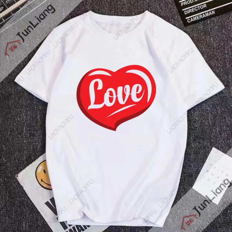 Happy Valentine's Day Women's T-shirt Lovers Mens Clothes Y2k Men's Clothing Short Sleeve Tee Streetwear Funny Gifts T-shirts