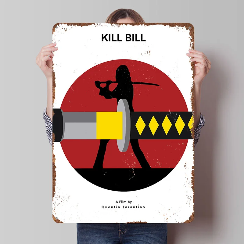 Kill Bill Poster Customized Wall Art Vintage Metal Signs Retro Tin Plaque for Man Cave Apartment Decoration Room Home Decor Men