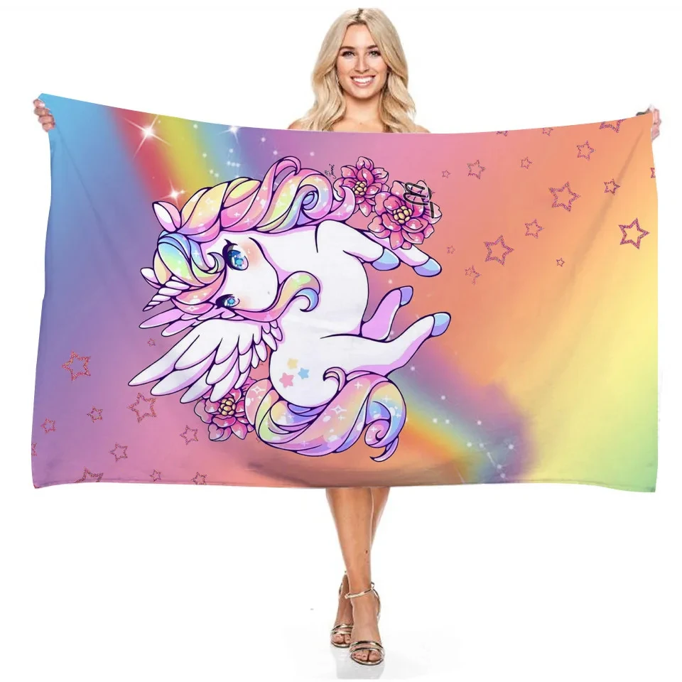 Unicorn High Quality Adult Luxury Beach Towel Creative Cute Cartoon Quick Dry Towel for Swimming Shower Water Absorbent Yoga Mat