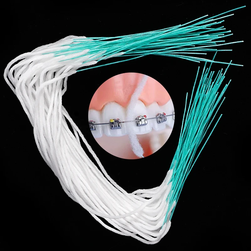 50Pcs Dental Floss Picks Water Expanded Orthodontic Multifunctional Cleaning Flosser for Implants Braces Threaders Toothpicks