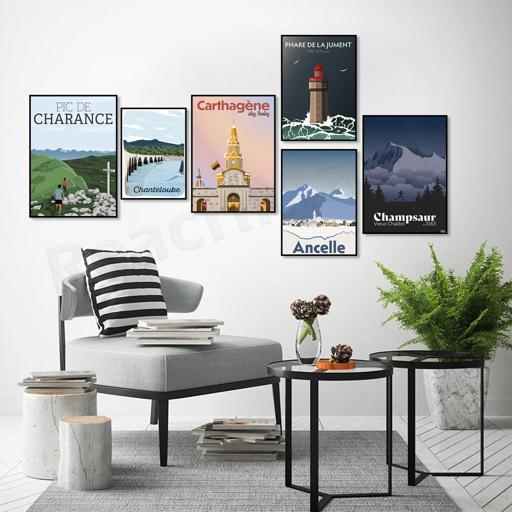 Cartagena de Indias، Orec-sur-Loire، Lake Serre-Poncon - مجداف، Champsaur، Lighthouse of the Mare، ملصق Pic de Charance