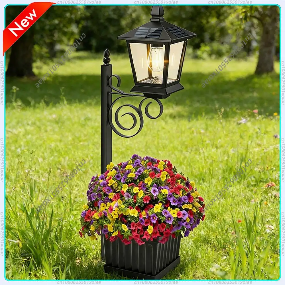 

Outdoor Solar Planter Light Auto On/off Sensor Wall-Mounted Solar Garden Light for Outside Front Door Yard (No Flowers Included)