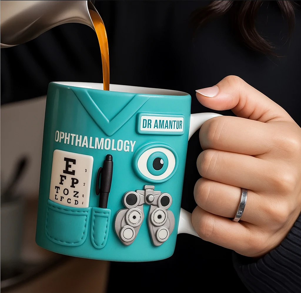 ‌Personalized Eye Doctor Ceramic Cup - Ophthalmology Gift for Optometrist, Hospital & Medical Staff