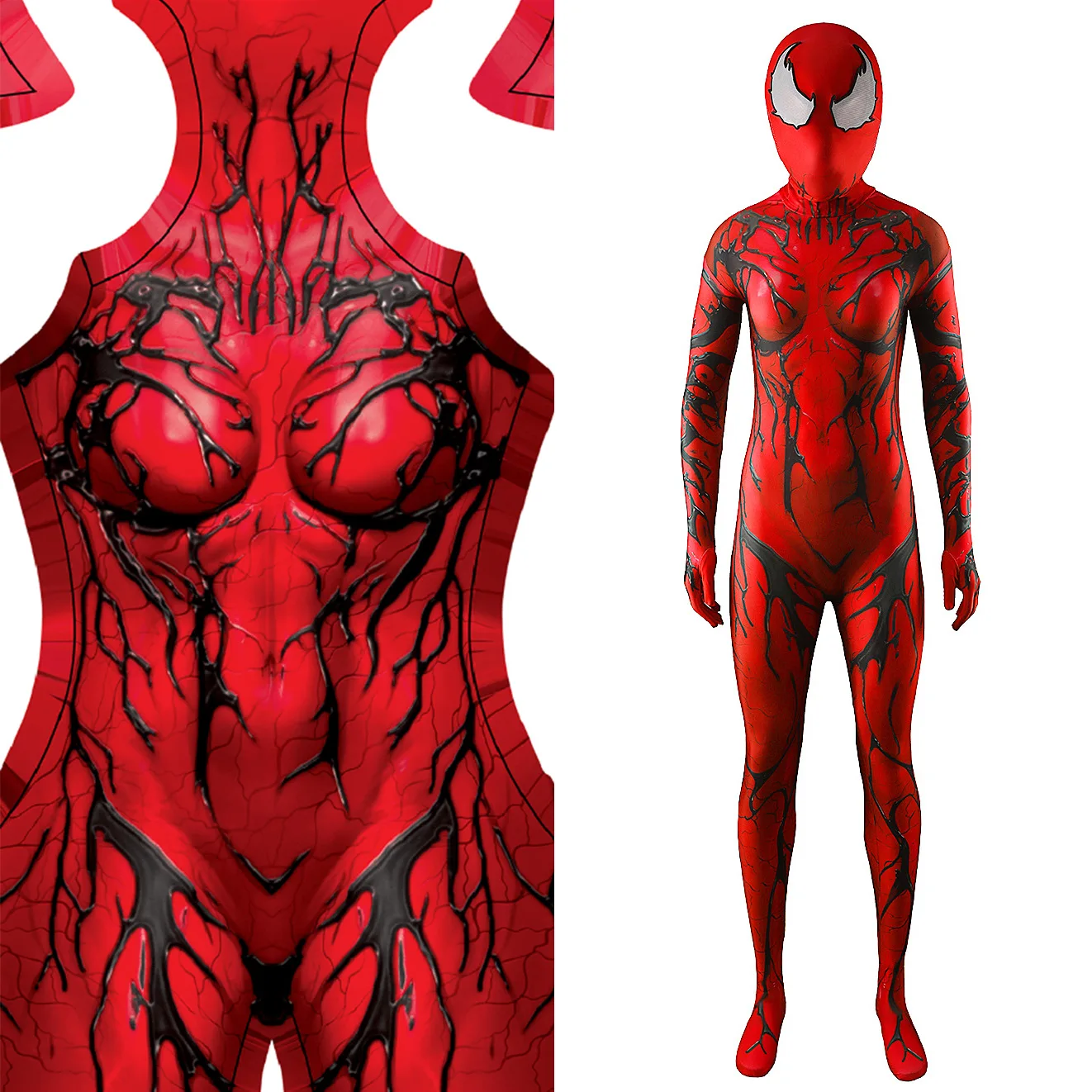 

Женский костюм Веном Карнаж, костюм Человека-паука, супергеройский 3D-принт, спандекс, боди для Хэллоуина, костюм Зентай, косплей-костюм