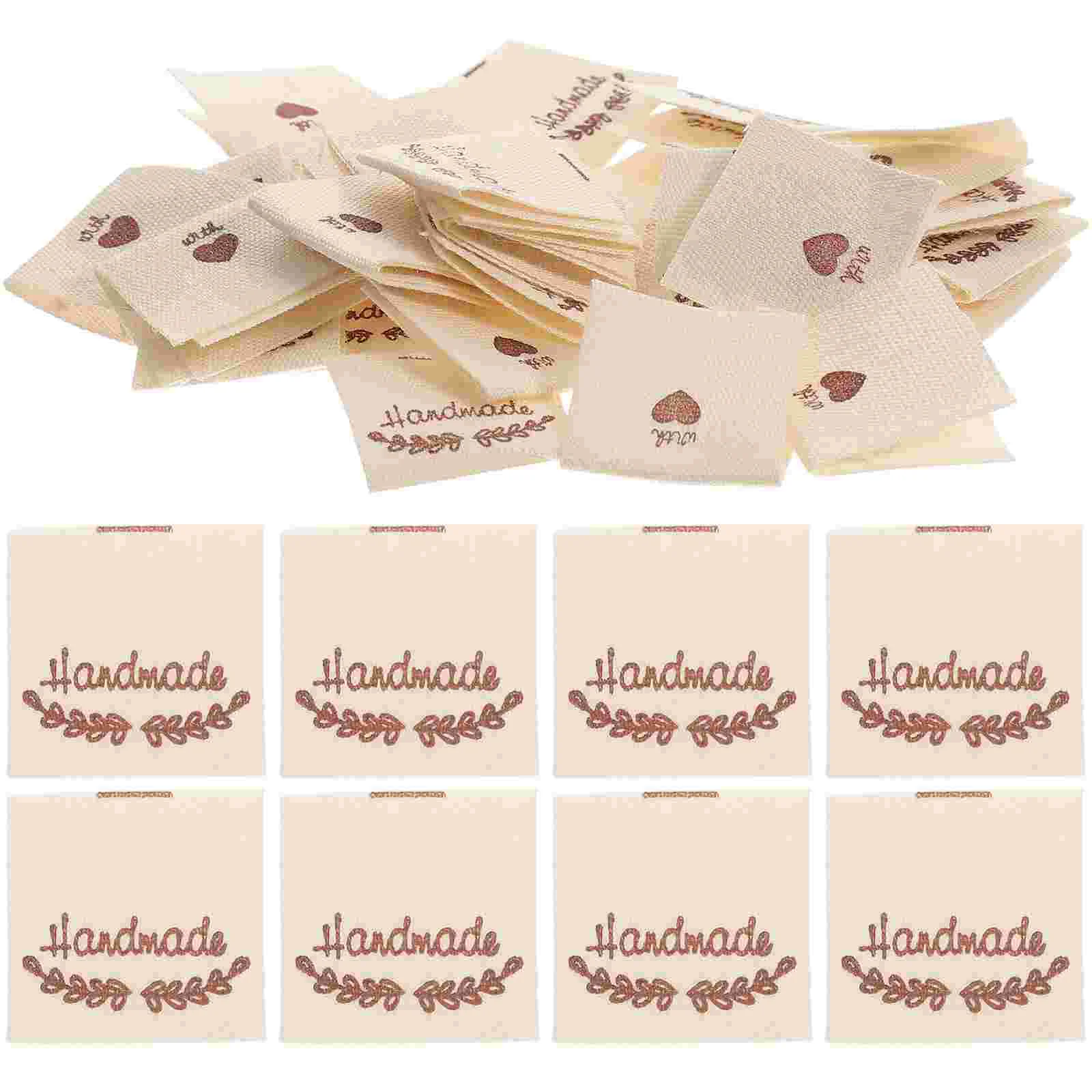 

100 Pcs Handmade Label Sewing Labels Personalized Cotton Tags for Crochet Items Quilt