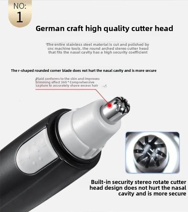 Электрическая машинка для стрижки волос в носу, триммер для волос в носу для мужчин/женщин, ручное и моющееся средство для удаления волос в ушах и носу