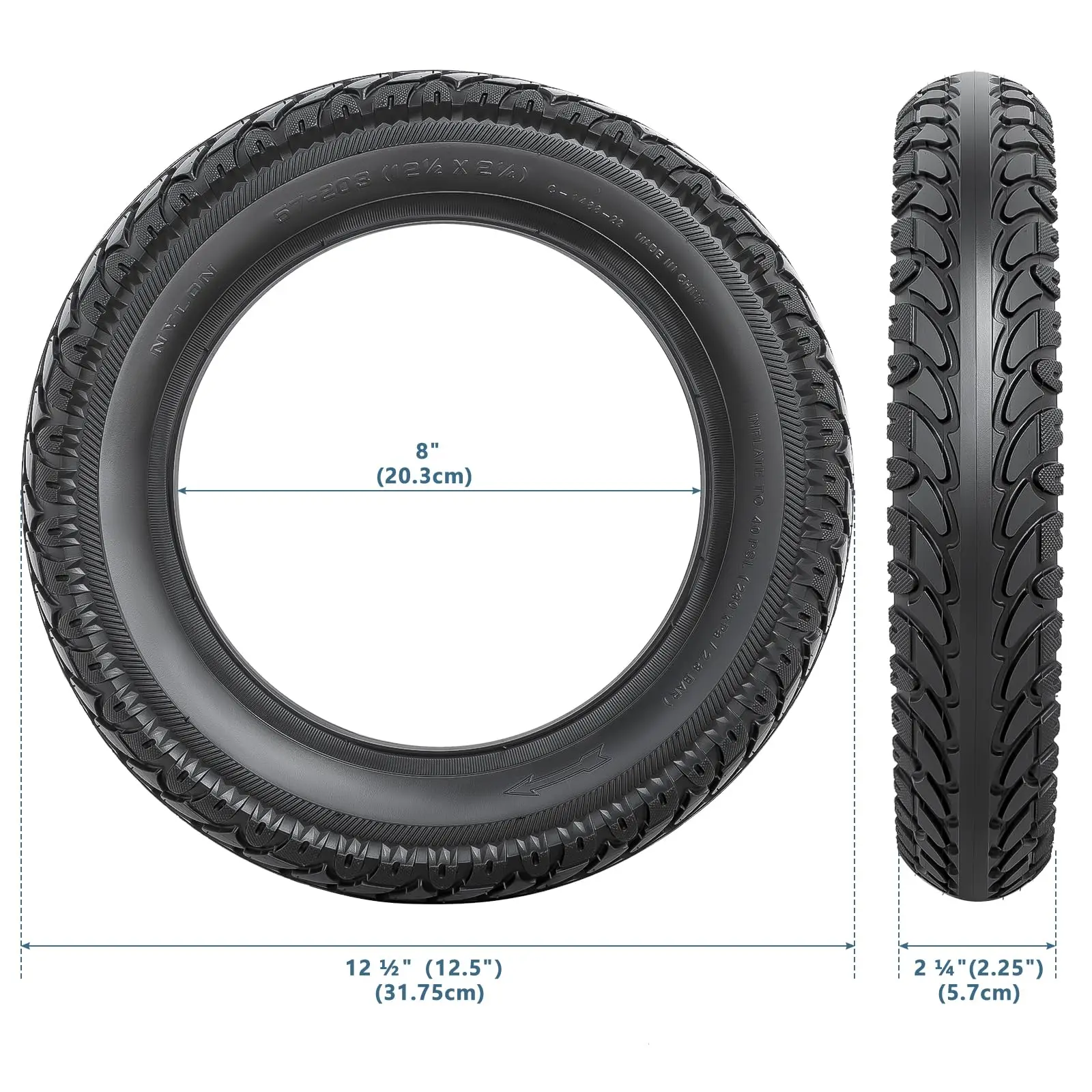 Opona i dętka 12 1/2 x 2 1/4 (12.5x2.25) do rowerów elektrycznych INMOTION P2/P2F, Razor Pocket Mod, Currie, Schwinn, GT, IZIP, eZip