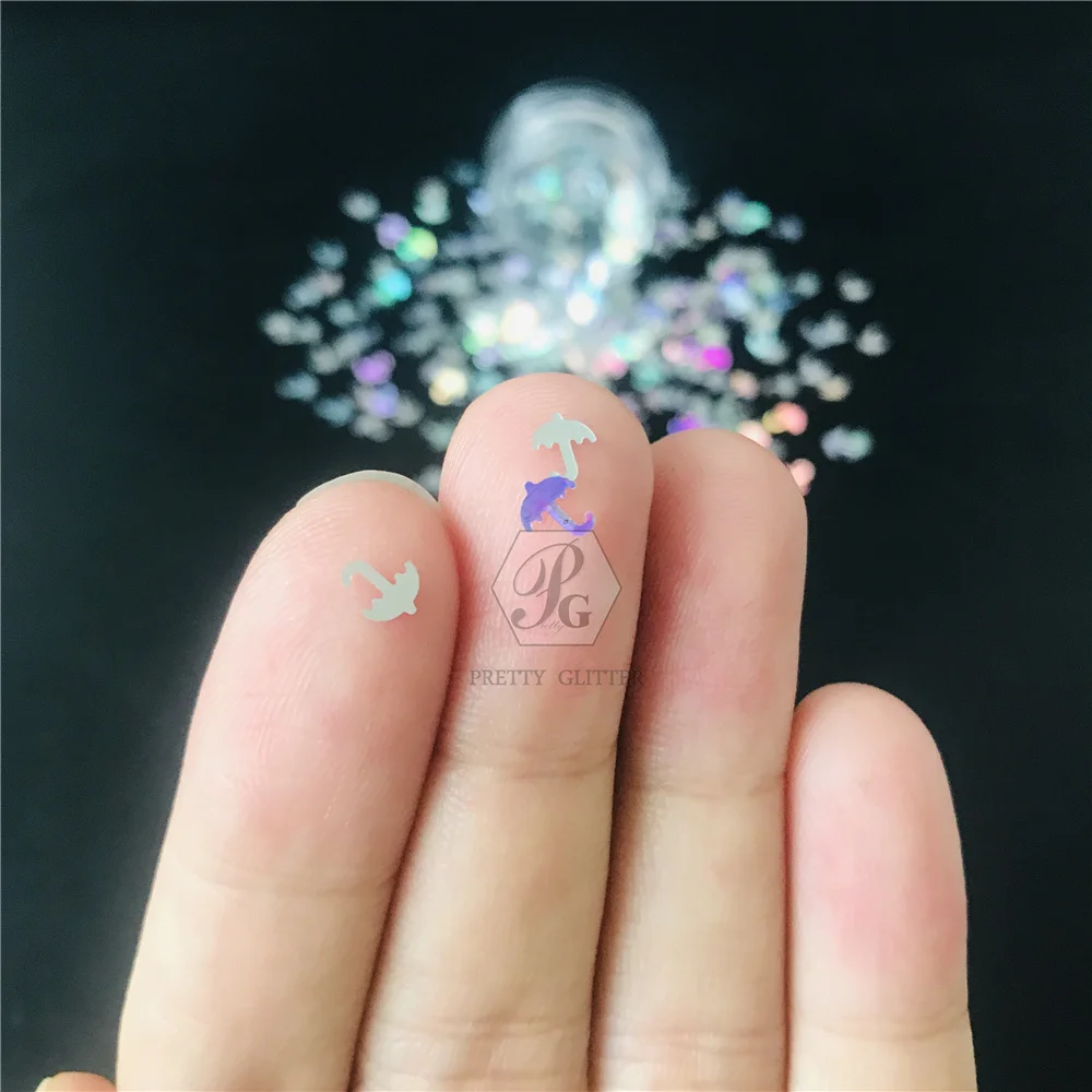 PrettyG 5MM Umbrella Shapes Glitter Sequin Holographic Laser Glitter For Resin DIY Art Craft Nail Makeup Decoration Accessories