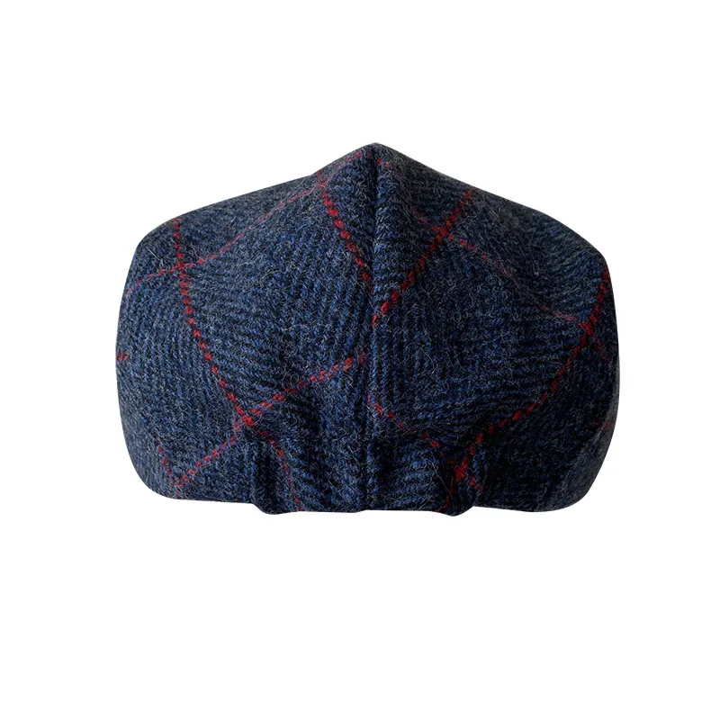 Blue New Plaid Wool Berets  Autumn Winter British Style Newsboy Beret Hat Retro England Hats Male Hats Peaked Painter Cap 29