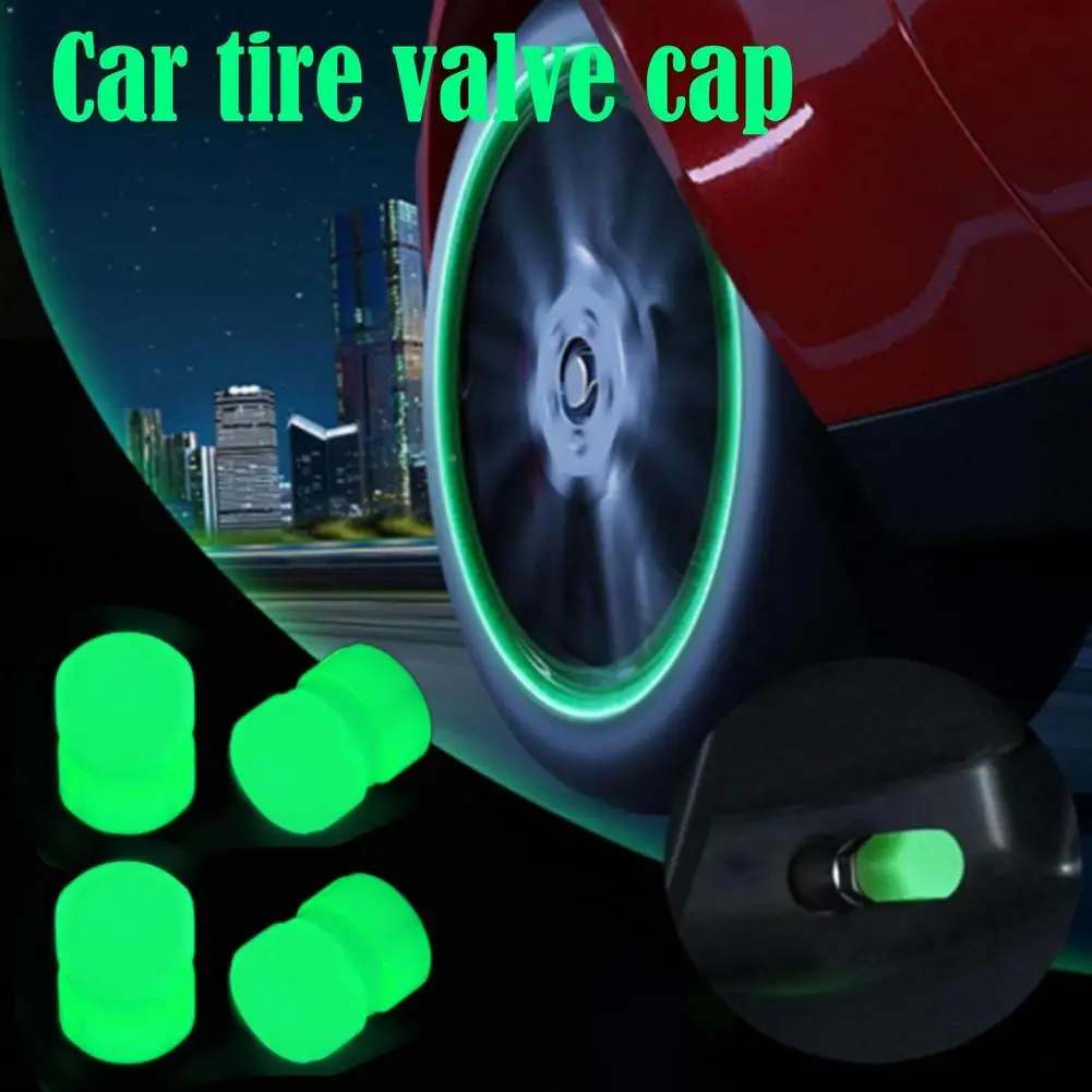 Luminous Valve Caps Fluorescent Green Blue Night Glowing Car Motorcycle Bicycle Wheel Styling Tyre Hub Auto Decoration view 2