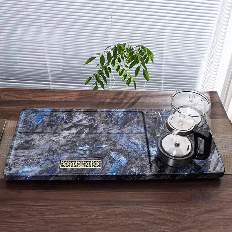 

Marble Luxury Tea Tray Stone Office Valet Chinese Kitchen Long Rectangle Hospitality Tea Tray Living Room Bandejas Home Products
