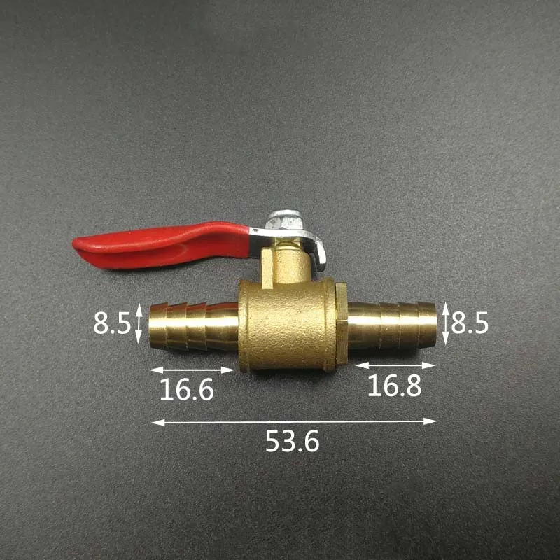 8mm 10mm Hose Barb Brass Two Way Shut Off Ball Valve for Water Fuel Gas