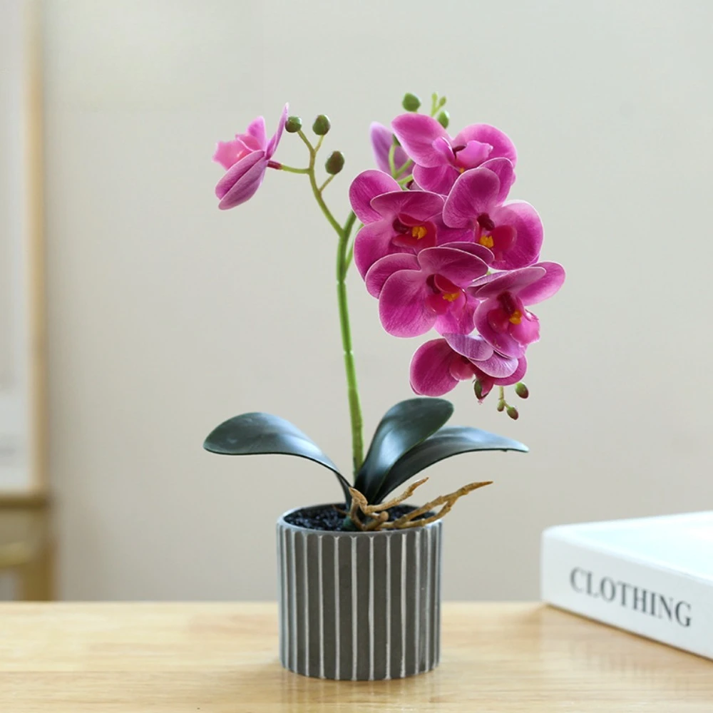 2pcs Phalaenopsis Bonsai Artificial Flower Gardening Home Decoration Artificial Potted Plant