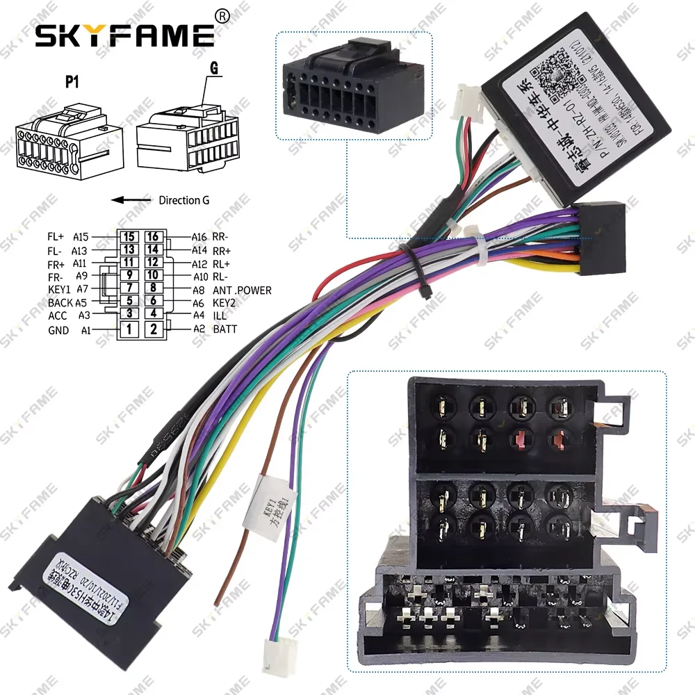 SKYFAME 16Pin Car Wiring Harness Adapter With Canbus Box Decoder For Zhonghua H530 Brilliance V5