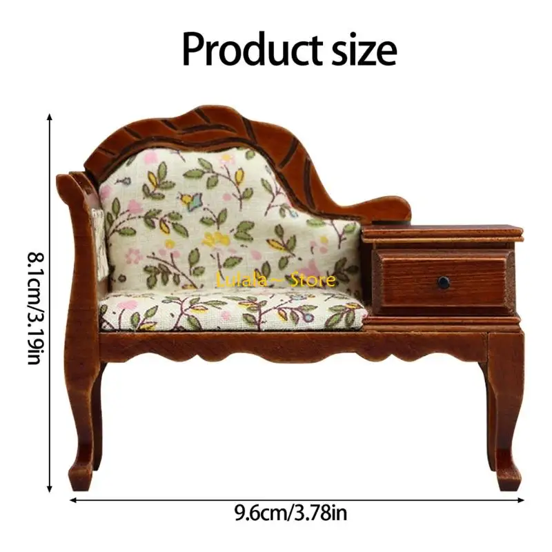 Y4QA Chaise longue in miniatura in legno 1 Case delle bambole vittoriane in 12