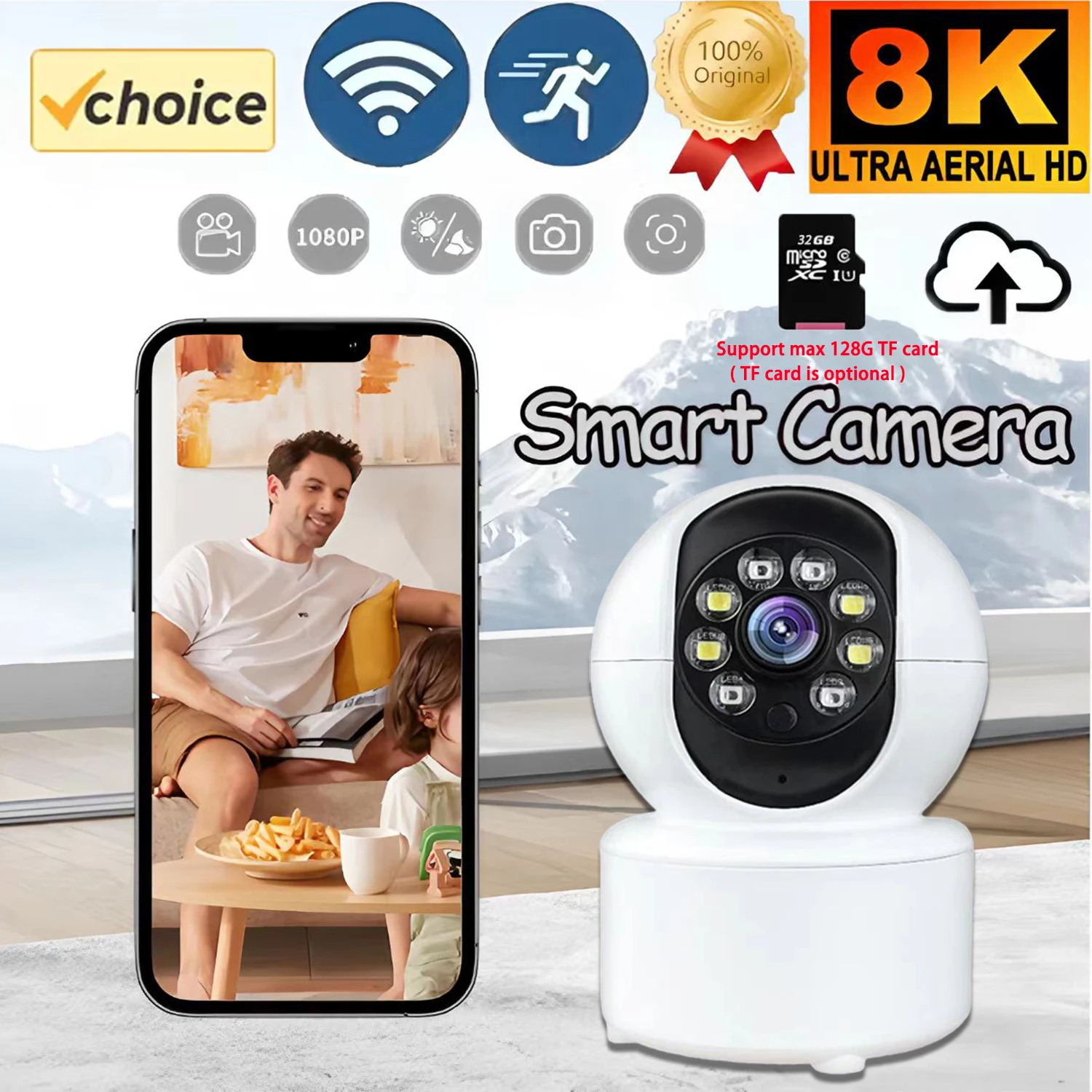 

2K 4MP Wi-Fi камера с двумя экранами, обнаружение движения, двустороннее аудио, внутренняя 4-мегапиксельная мини-PTZ-камера безопасности, IP-камера, радионяня