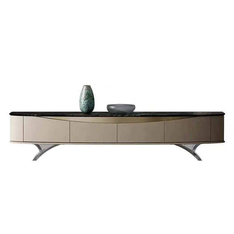 New Internet celebrity natural marble horse belly TV cabinet light luxury suspended living room cabinet