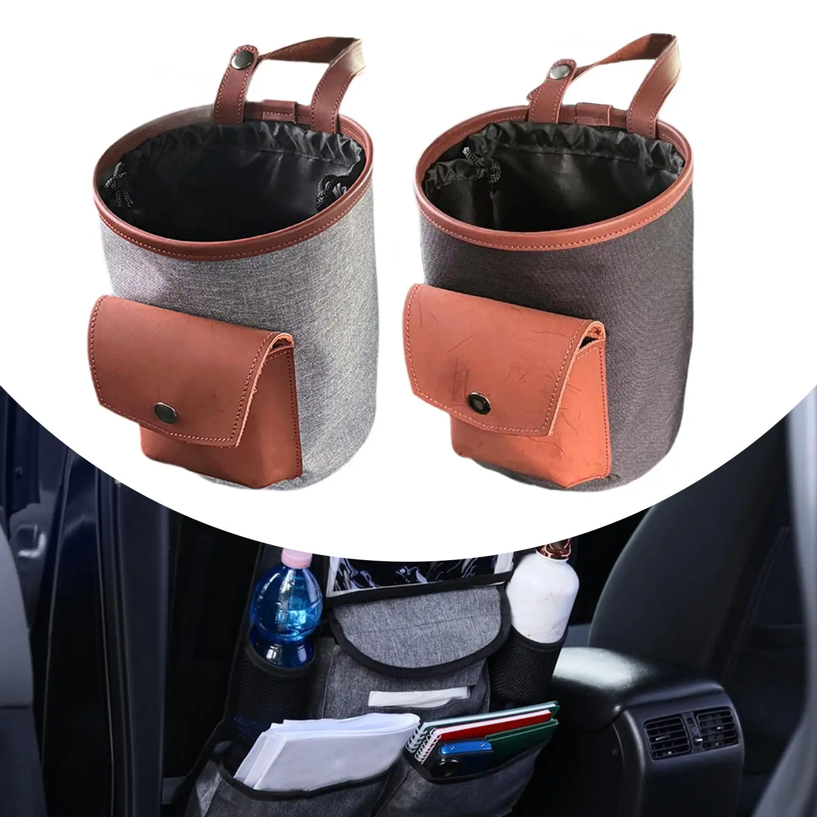 Car Trash Can Portable Auto Accessories Garbage Bin for Van Sedan Truck