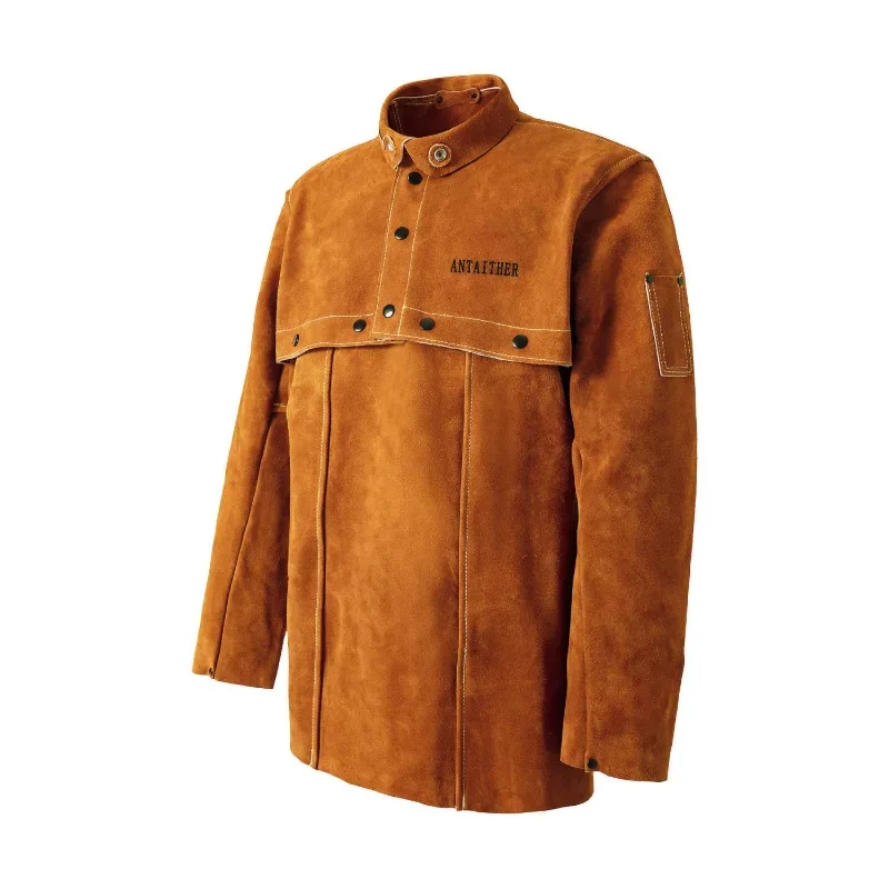 

Cowhide Welding Protective Clothing Anti-splashing Flame Retardant Welder Detachable Back Cutout Coat with Anti-fire Line