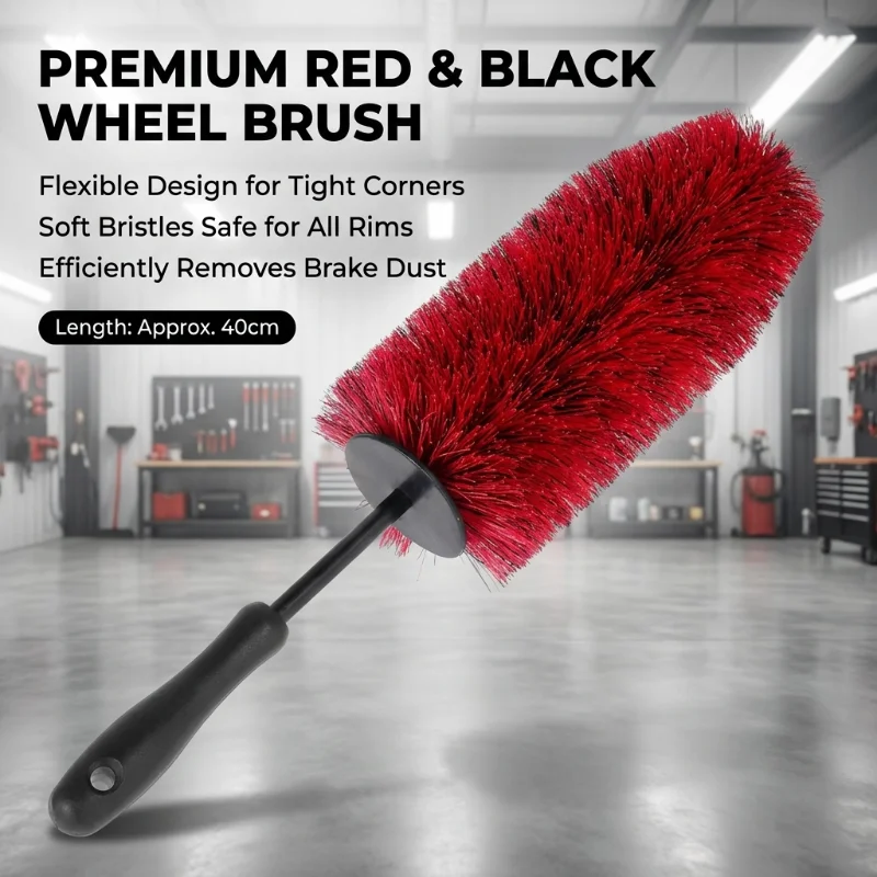 45cm Soft Car Wheel Wash Brush Multifunction Non-Scratch Tire Rim Cleaning Brush Anti-slip Handle Auto Detailing Washing Tool