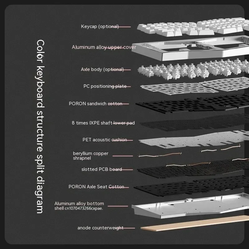 W magazynie WEIKAV rekord alicja mechaniczna klawiatura ze stopu Aluminium niestandardowa klawiatura do gier Hot Swap ergonomiczne prezenty dla