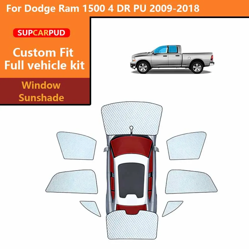 Custom Car Sunshades Privacy Curtain UV Protection For Dodge Ram 1500 4 DR PU 2009-2018 Front Rear Side Windows