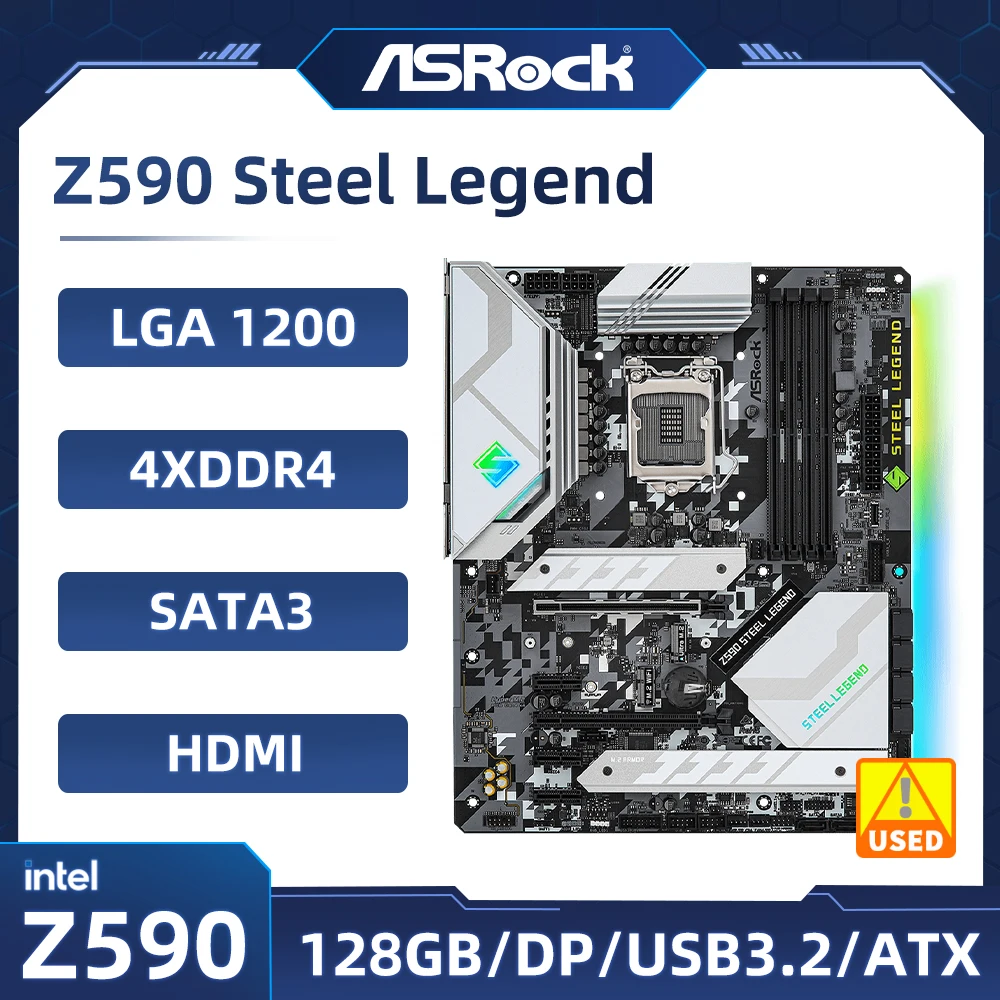 ASRock Z590 Motherboard Z590 Steel Legend Motherboard LGA1200 support11700F 11400F 10900 10500 10300 10850 cpu DDR4 128G