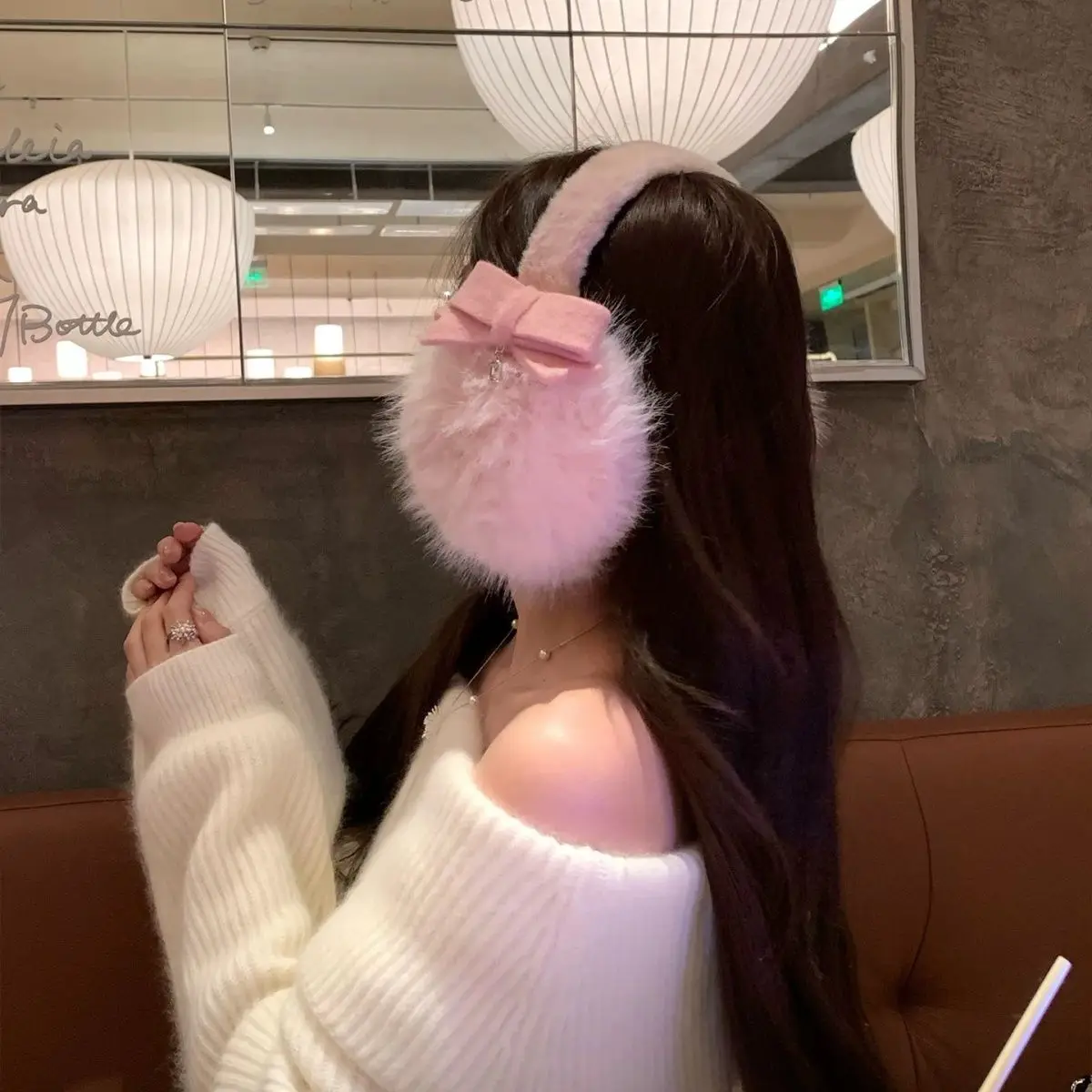 earrings-ear-cuffs-women's-earrings-winter-warm-ear-heater-ear-defenders-lolita-cosplay-accessories-y2k-cute-core-bow-white-pink