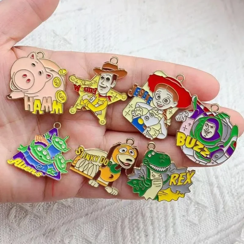 10PCS Toy Story Buzz Lightyear DIY Jewelry Accessories Cartoon Anime Key Chain Necklace Alloy Pendant Handmade Material