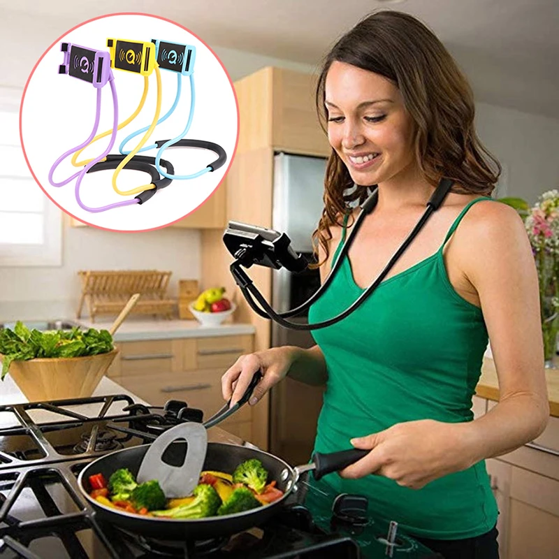 

1pcs 360 Rotate Hanging Neck Mobile Phone Holder Stand Lazy Cellphone Mount Accessories Adjustable For Smartphone