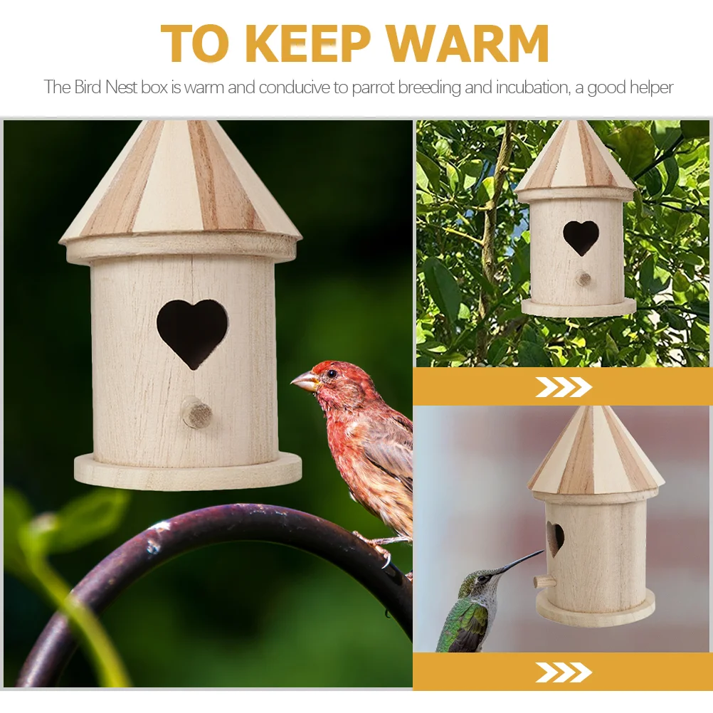 Bird Nest House for Garden Feeders Pet Wooden Birdhouse Gardening Decoration Home Child Outdoors