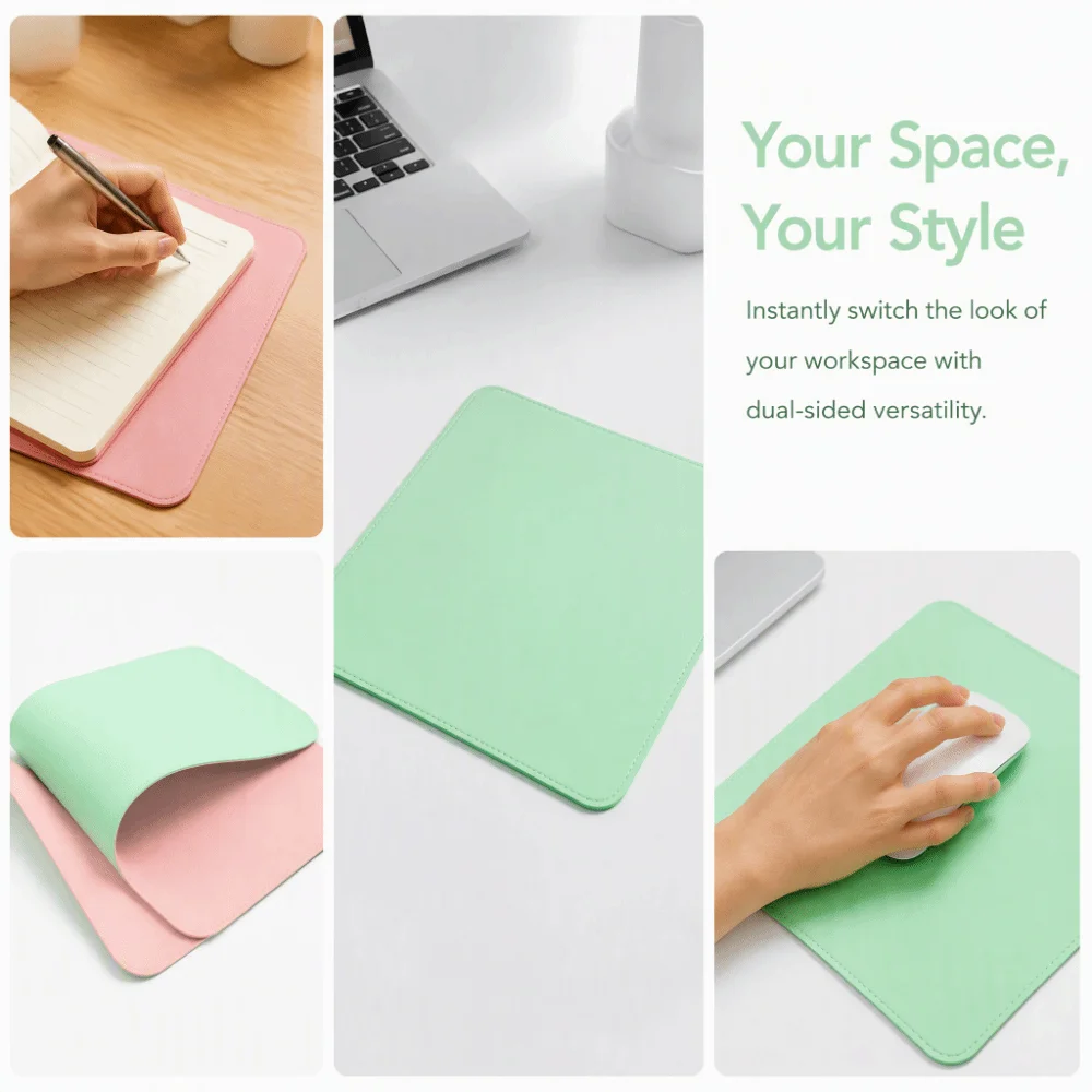 Front and Back Color Matching Leather Mouse Pad Writing Mat Lock Edge Mice Mat Non-slip Gaming Accessories