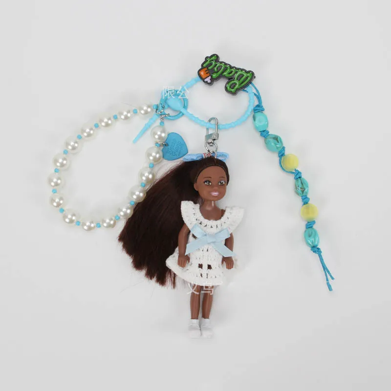 15 cm schattig meisje prinses pop sleutelhanger hanger 1/12 BJD pop mode zwarte Afrikaanse pop gewrichten beweegbare tas hanger verjaardagscadeautjes