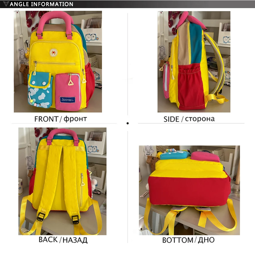 Candy Colored Backpack for Women Soft Back with Multiple Pockets Nylon Pocket for Teenagers Large Capacity Color New Travel Bag