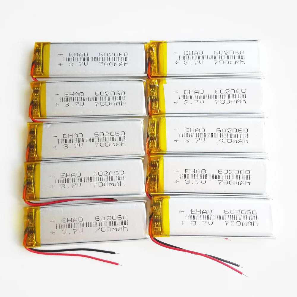 10 sztuk 3.7V 700mAh Lipo polimerowy akumulator litowy do MP3 GPS DVD rejestrator Bluetooth zestaw słuchawkowy e-book kamera602060