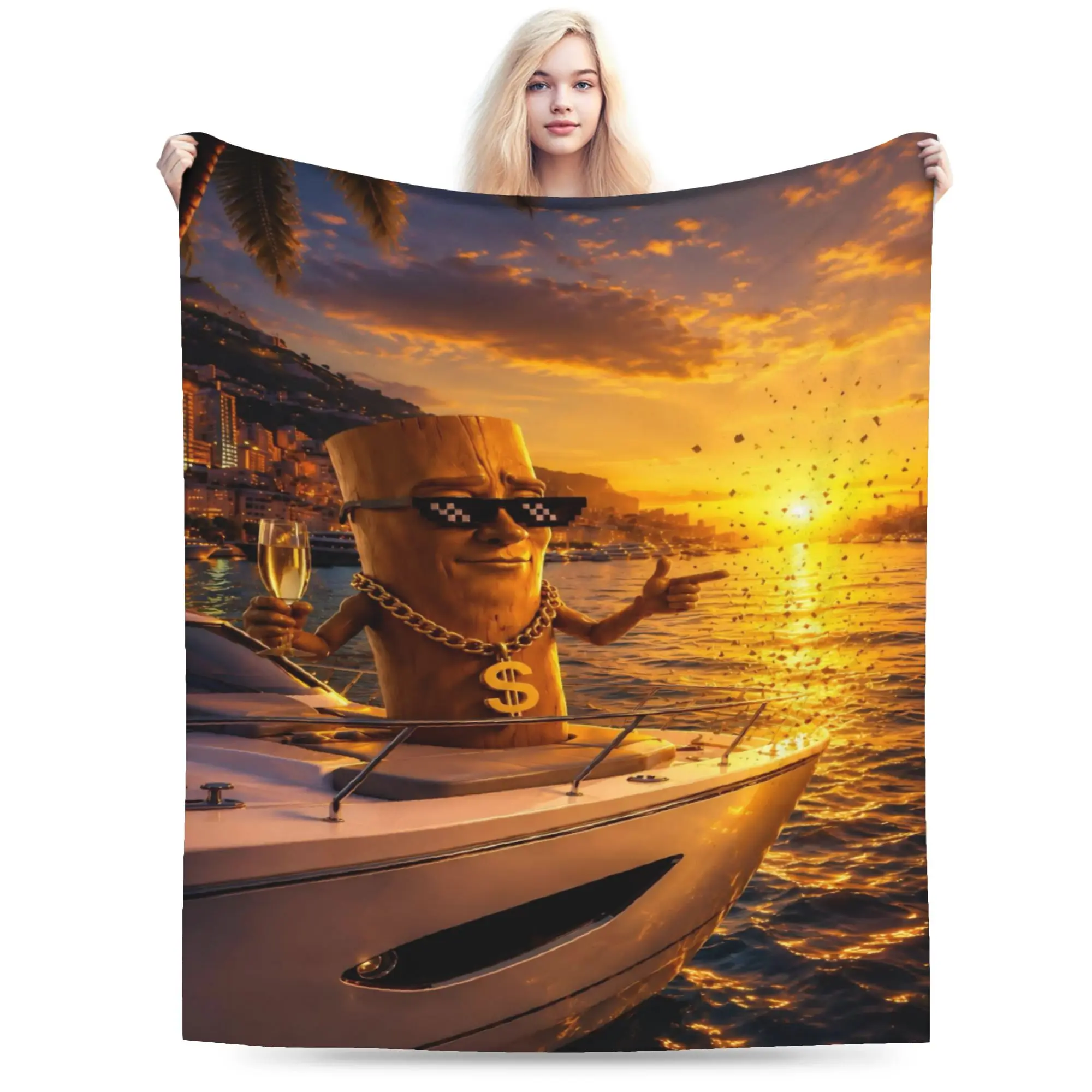 Brainrot Tung Tung Sahur Bombardiro Crocodilo Blanket Fleece  Relax Super Soft Throw Blankets for Bed Bedspreads