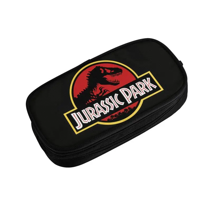 Caixa de lápis bonito do parque jurássico para o menino menina grande armazenamento sci fi dinossauro lápis bolsa papelaria