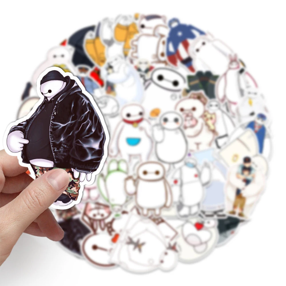 10/30/50pcs Big Hero 6 Baymax Stickers Anime Toys Waterproof DIY Graffiti Skateboard Laptop Car Cute Cartoon Kids Sticker Toys
