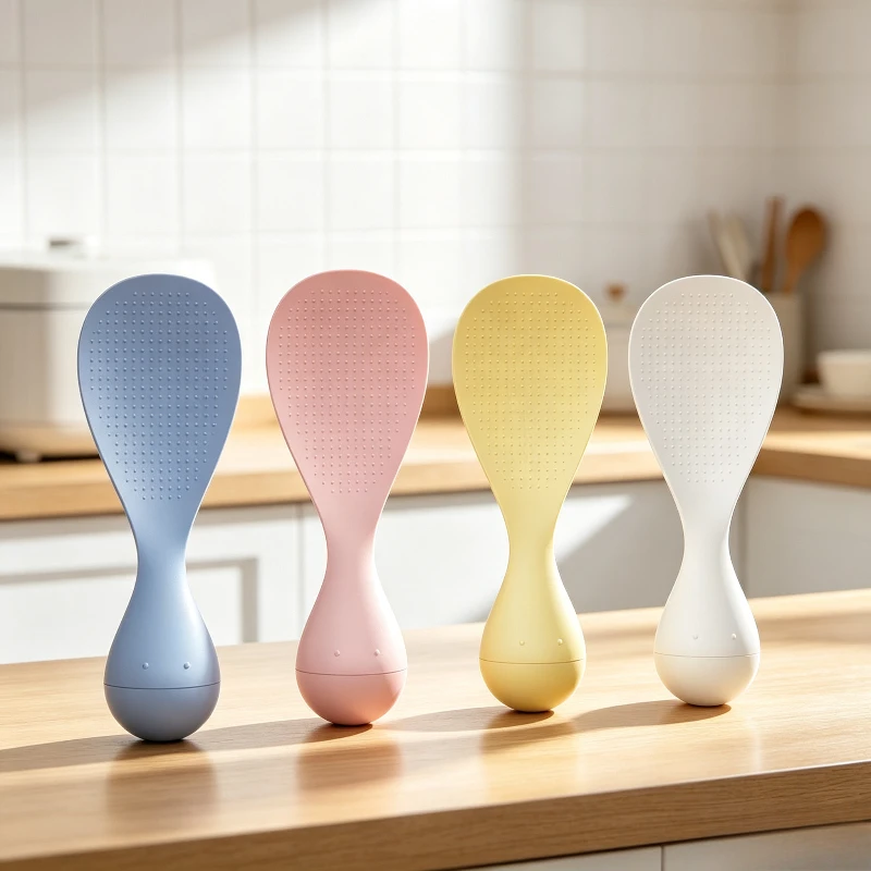 1PC Self-Standing Rice Spoon Food Grade Heat Resistant Non Stick Serving Spoon Easy Scrub Kitchen Gadget for Home Rice Cooker