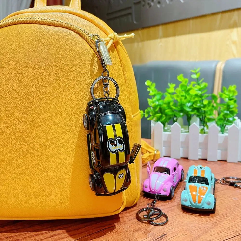 

Cartoon Beetle Shaped Car Key Ring Retro Style Creative Pull-back Key Chain Acrylic Amusing Car Model Toys Car Key Accessories