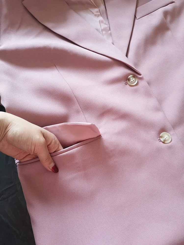 Chaqueta de traje pequeña Rosa informal coreana para mujer, traje suelto pequeño, conjunto de chaqueta y falda, primavera y otoño, 2022