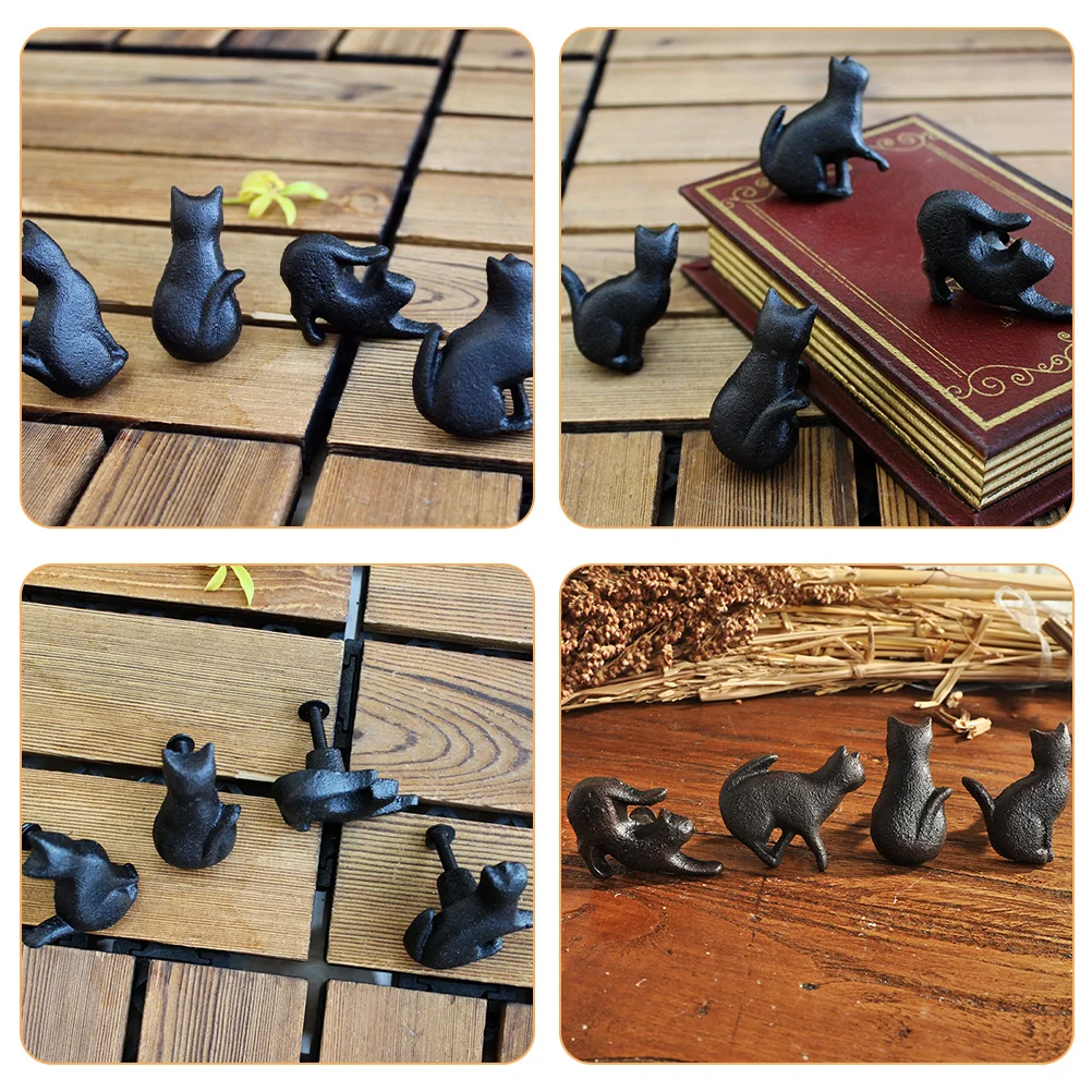 

4pcs Retro Iron Cabinet Knobs Cat Shape Vintage Door Handles For Kitchen Cupboard Dresser Drawer Furniture Metal Pulls