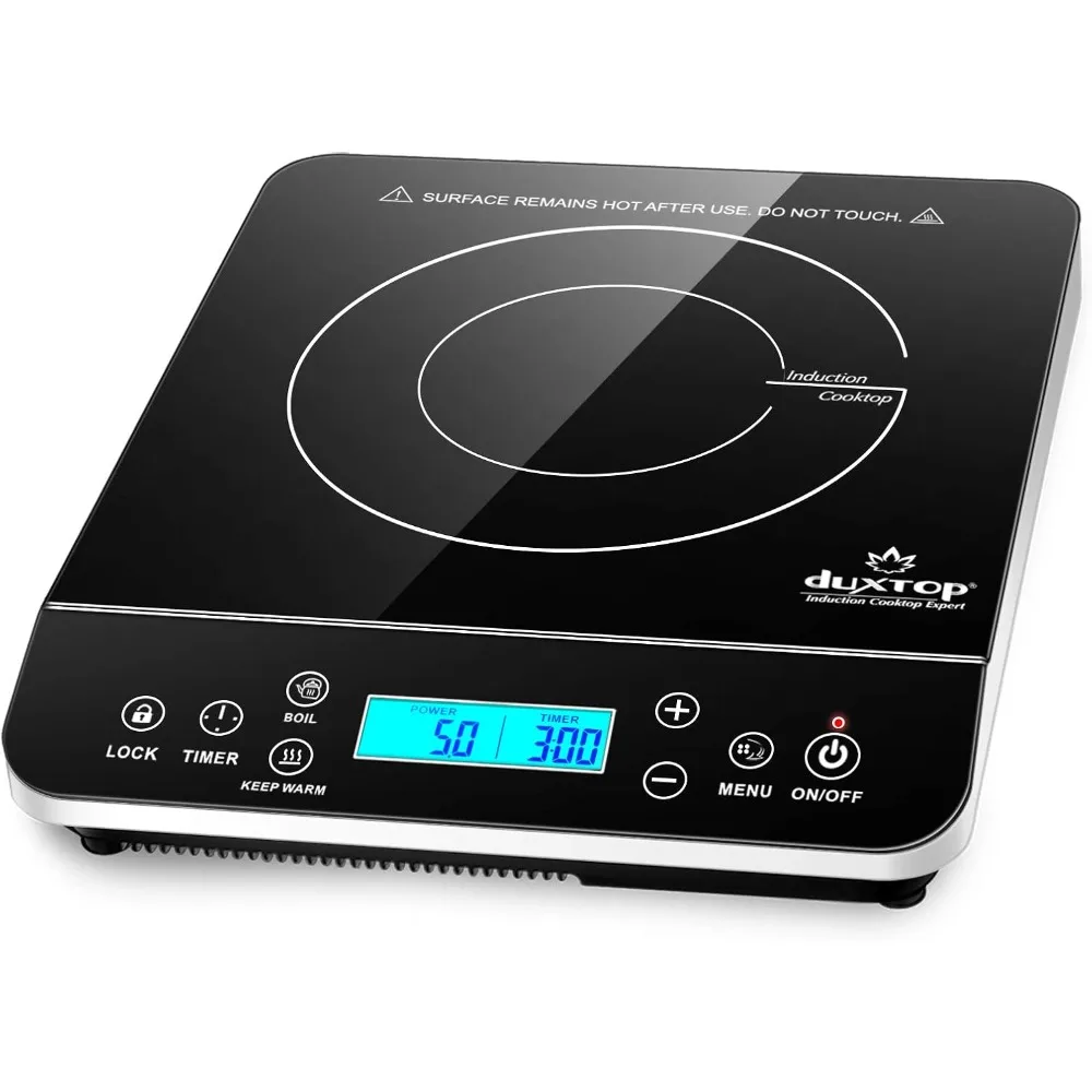 Duxtop Tragbarer Induktionskochfeld-Brenner, Induktionskochplatte mit LCD-Sensor-Touch 1800 Watt, Silber 9600LS/BT-200DZ
