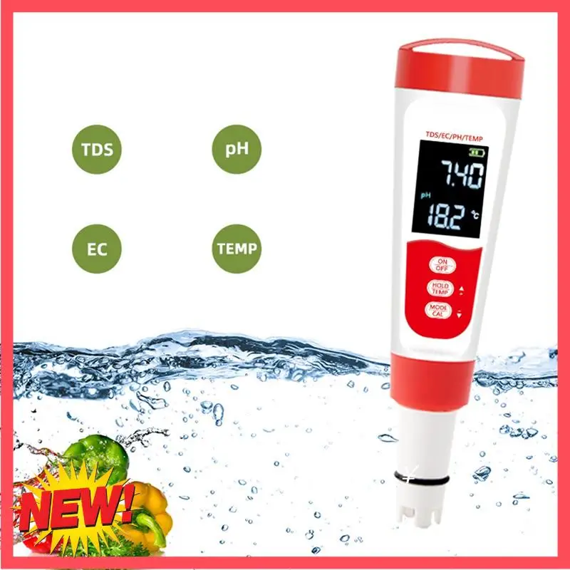 

B17C Tds Meter Digital 4 In 1 PH EC TDS Temp Meter For Water Hydroponics, Waterproof And EC PPM Water Tester For Laboratory