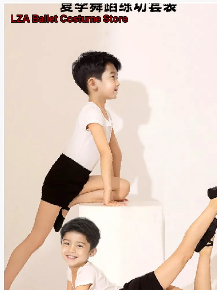 男の子用春夏白ショートパンツ、子供用ラテン・チャイナボディスーツ